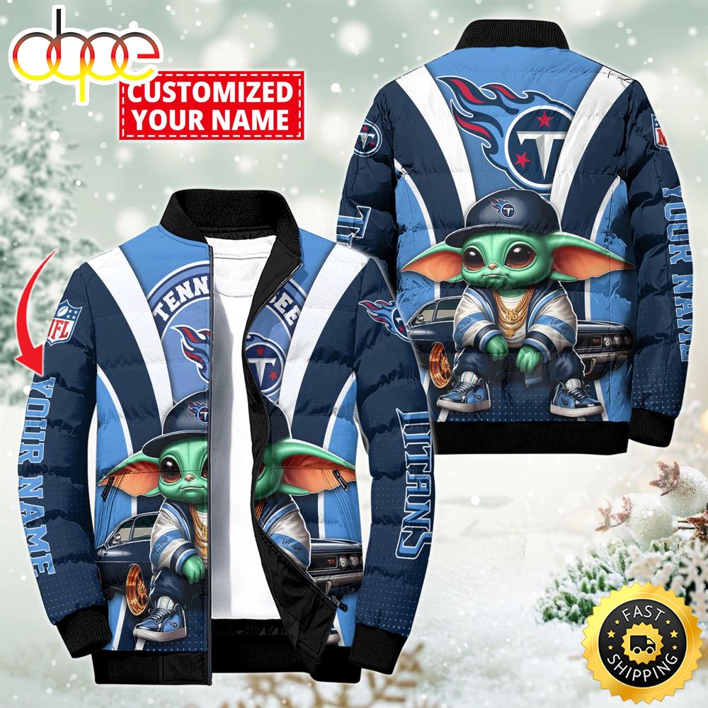 NFL Tennessee Titans Baby Yoda Puffer Jacket For Fans