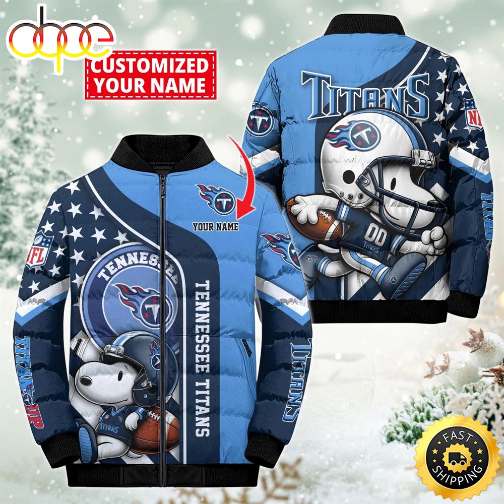 NFL Tennessee Titans Snoopy Puffer Jacket Custom