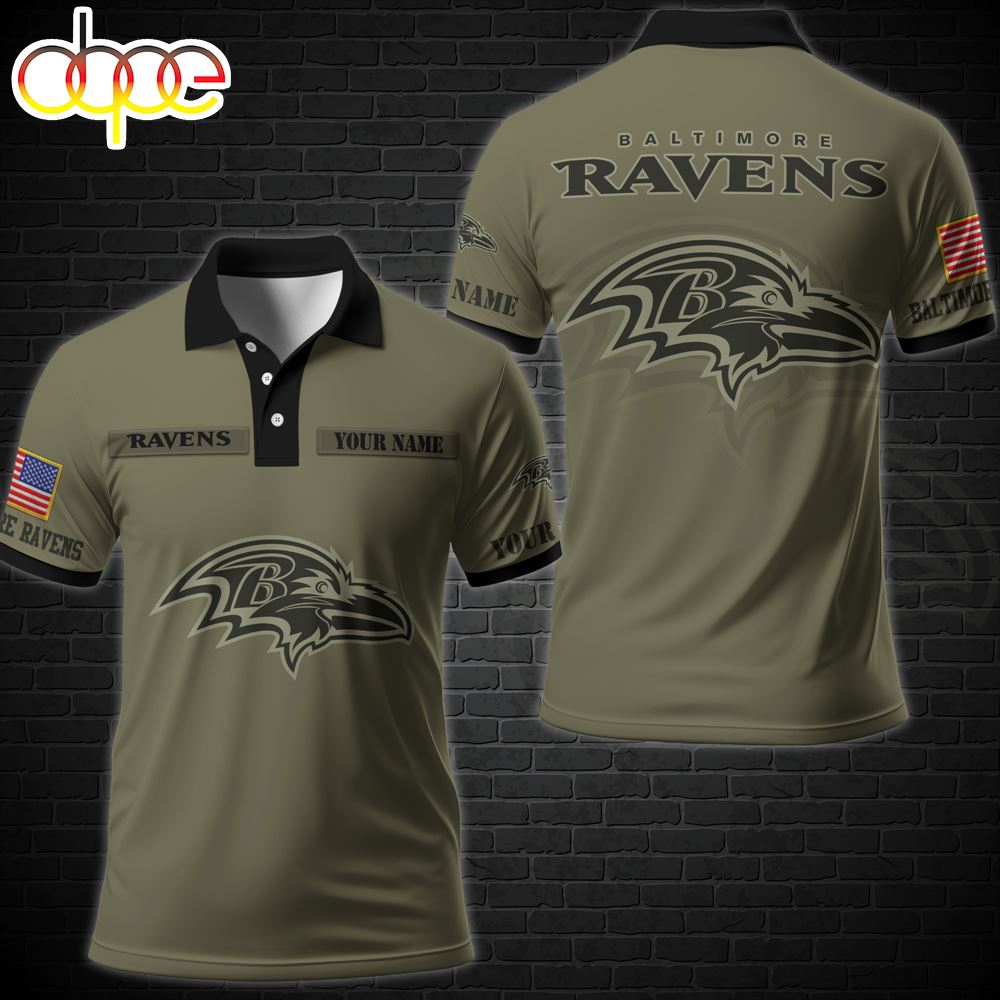 NFL Vetaran Day Baltimore Ravens Polo Shirt Custom Your Name