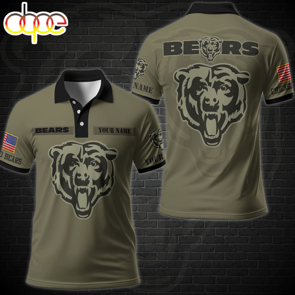 NFL Vetaran Day Chicago Bears Polo Shirt Custom Your Name