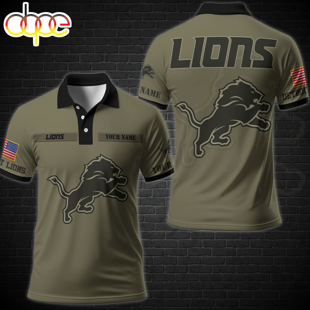 NFL Vetaran Day Detroit Lions Polo Shirt Custom Your Name