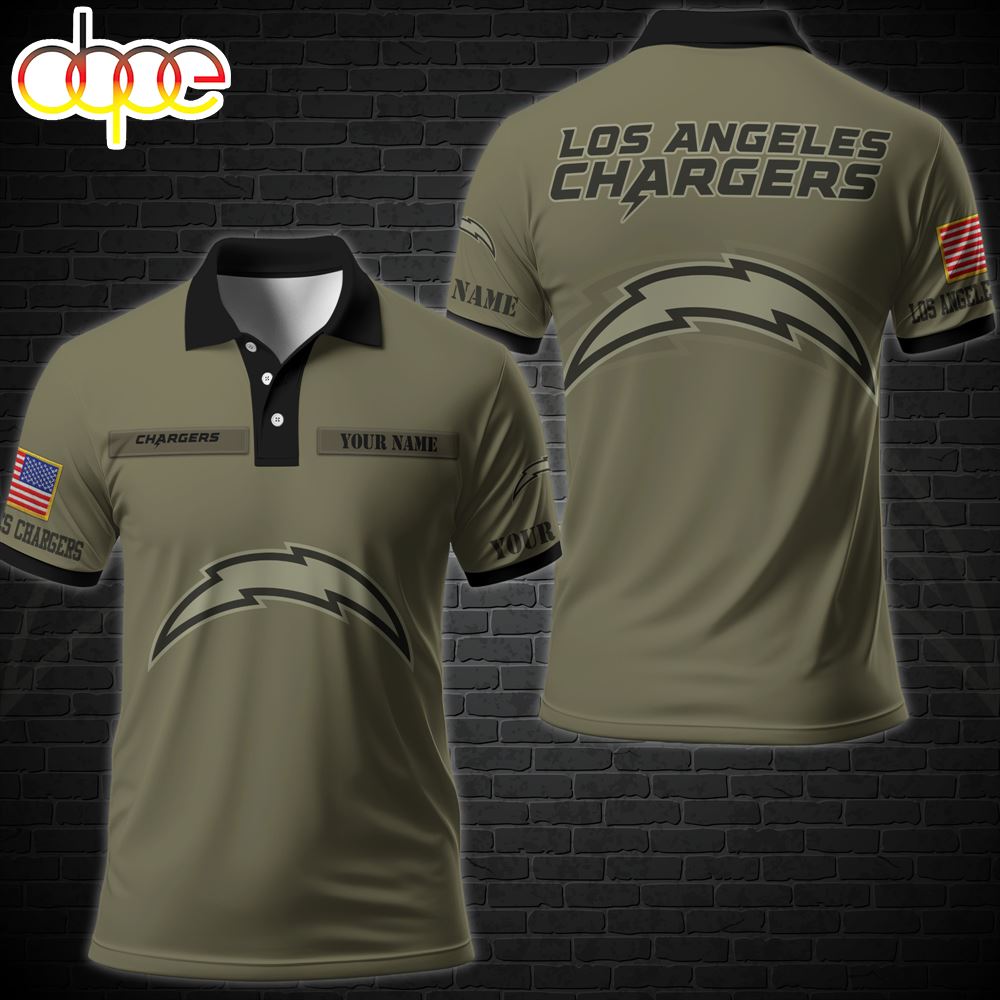 NFL Vetaran Day Los Angeles Chargers Polo Shirt Custom Your Name