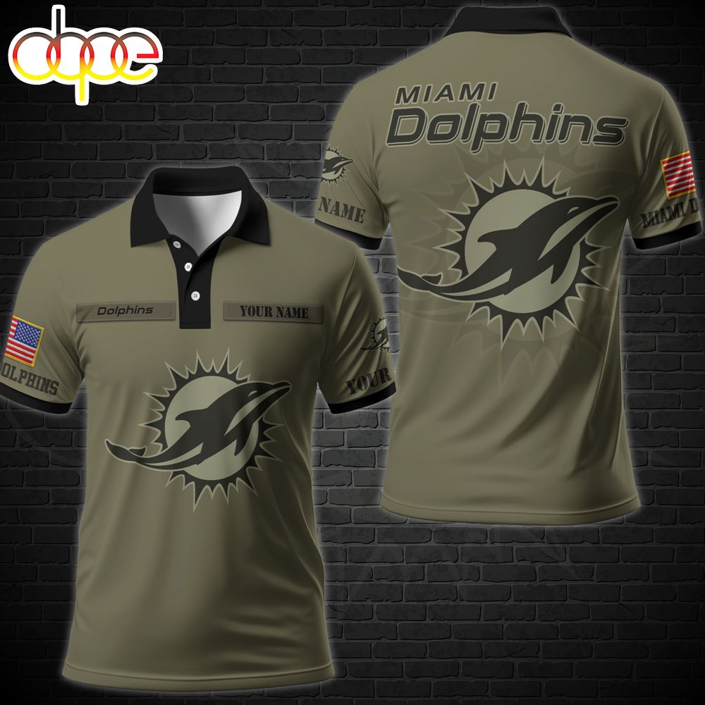 NFL Vetaran Day Miami Dolphins Polo Shirt Custom Your Name