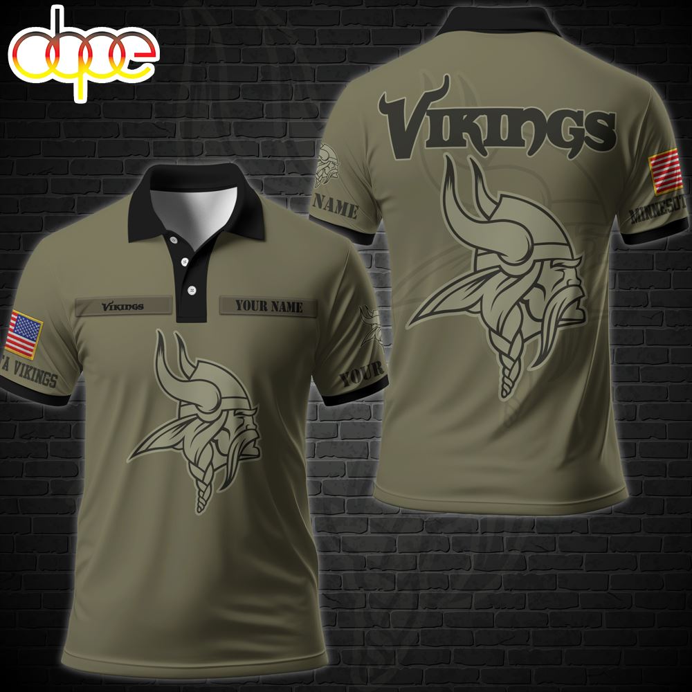 NFL Vetaran Day Minnesota Vikings Polo Shirt Custom Your Name
