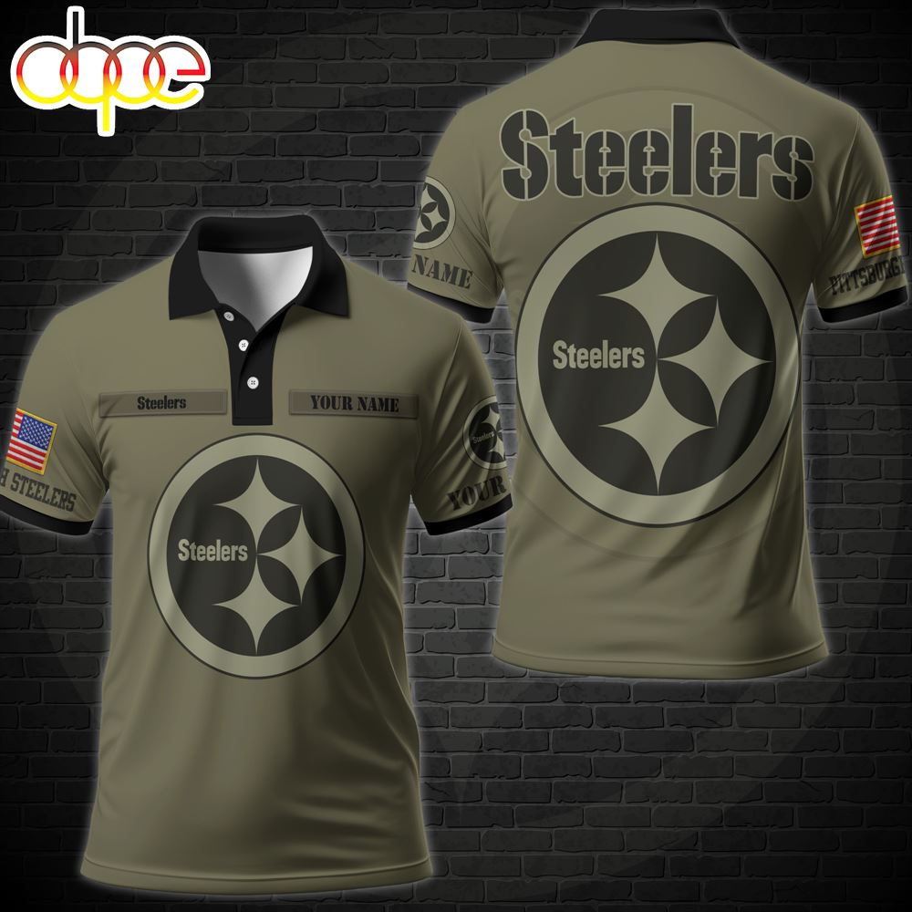 NFL Vetaran Day Pittsburgh Steelers Polo Shirt Custom Your Name