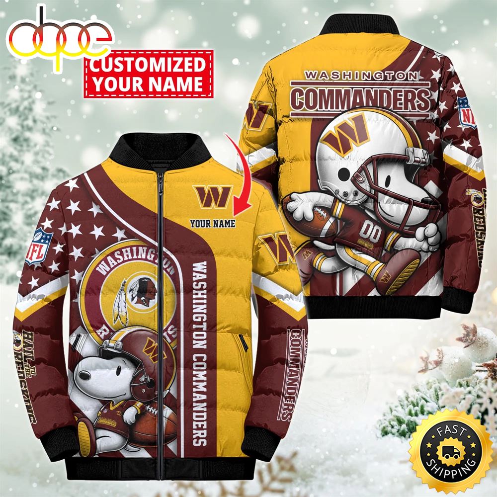 NFL Washington Commanders Snoopy Puffer Jacket Custom