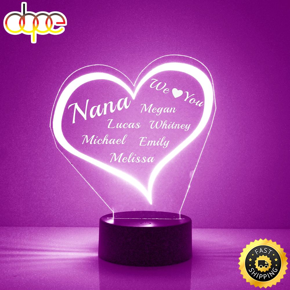 Nana Heart Night Light Personalized Free Led Night Lamp