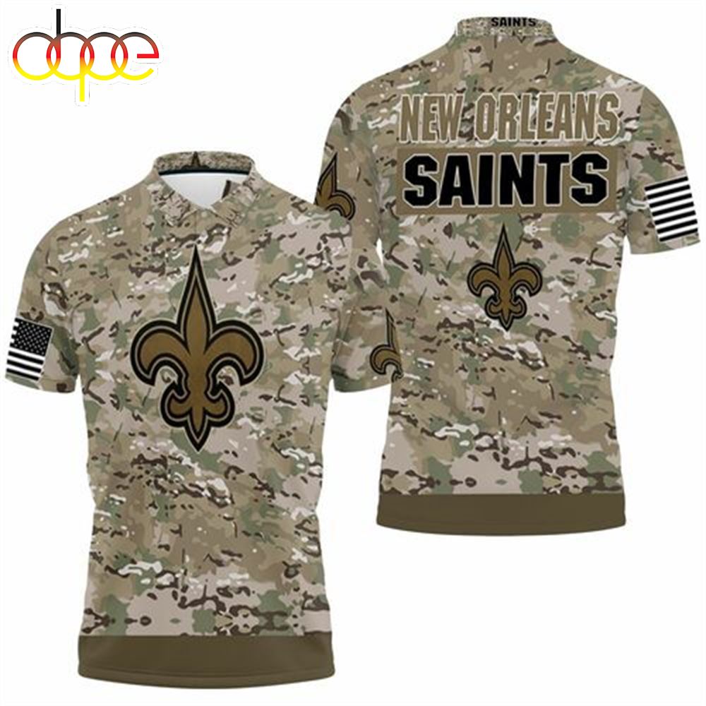 New Orleans Saints Camouflage Veteran 3d Jersey Polo Shirt