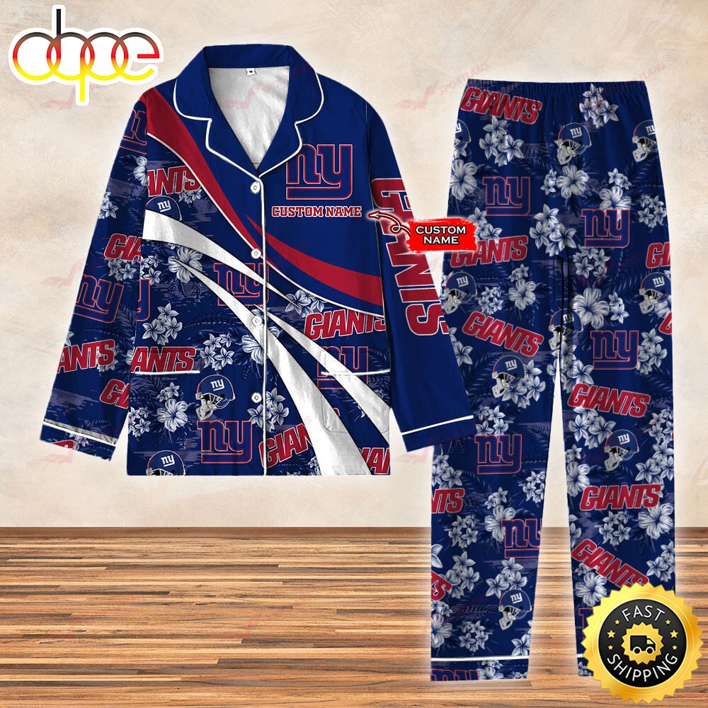 New York Giants NFL 3D Personalized Pajamas Set For Kids &amp Adult