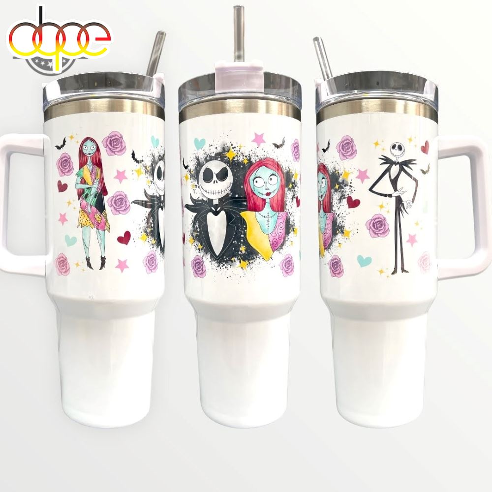 Nightmare Before Christmas Jack And Sally 40Oz Quencher Tumbler 40 Oz Stainless Steel Stanley Cups Dupe With Handle