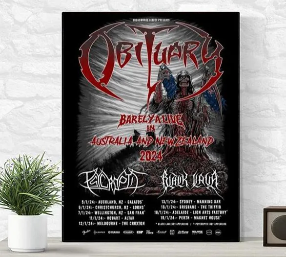 Obituary Barely Alive in Japan Tour 2024 Poster Canvas