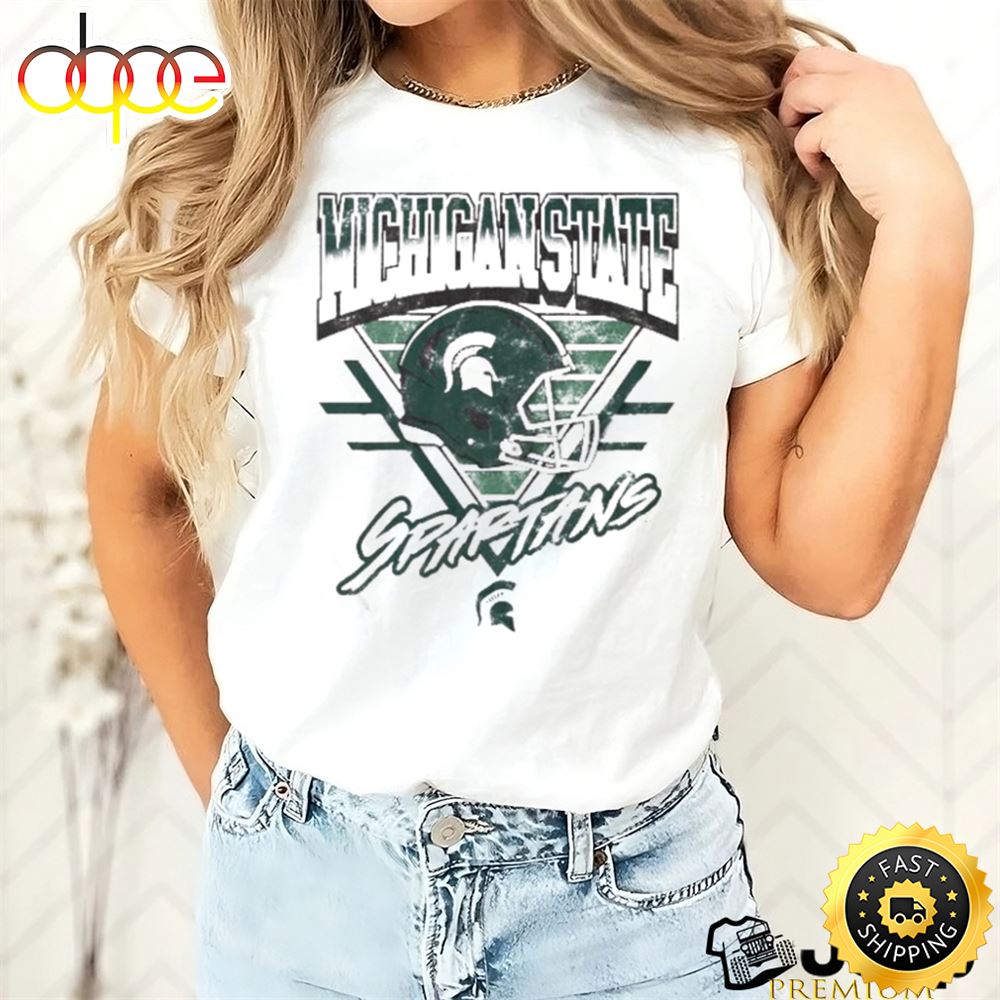 Official Michigan State Spartans Helmet Triangle Vintage T Shirt Tshirt