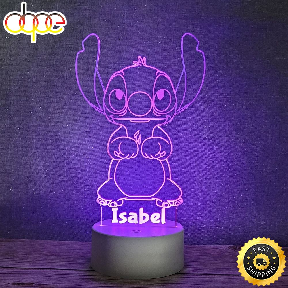 Personalised 3d Led Stitch Night Light Illusion Lamp Lilo Stitch