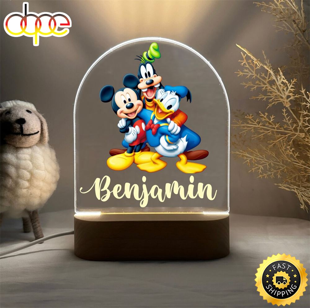 Personalised Mickey Mouse Night Light Great Gift Kids Birthdays