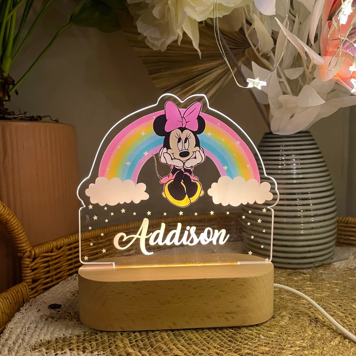 Personalised Minnie Mouse Rainbow Night Light
