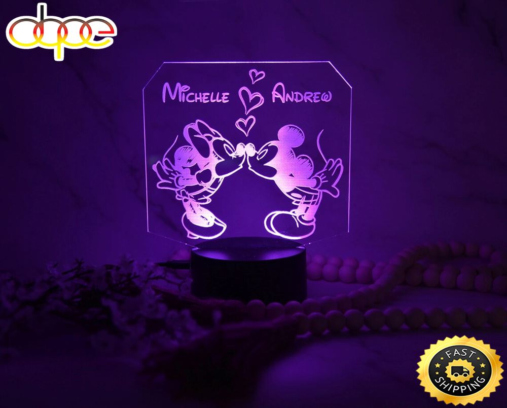 Personalized Minnie And Mickey Led Night Light Disney Bedroom Night Light