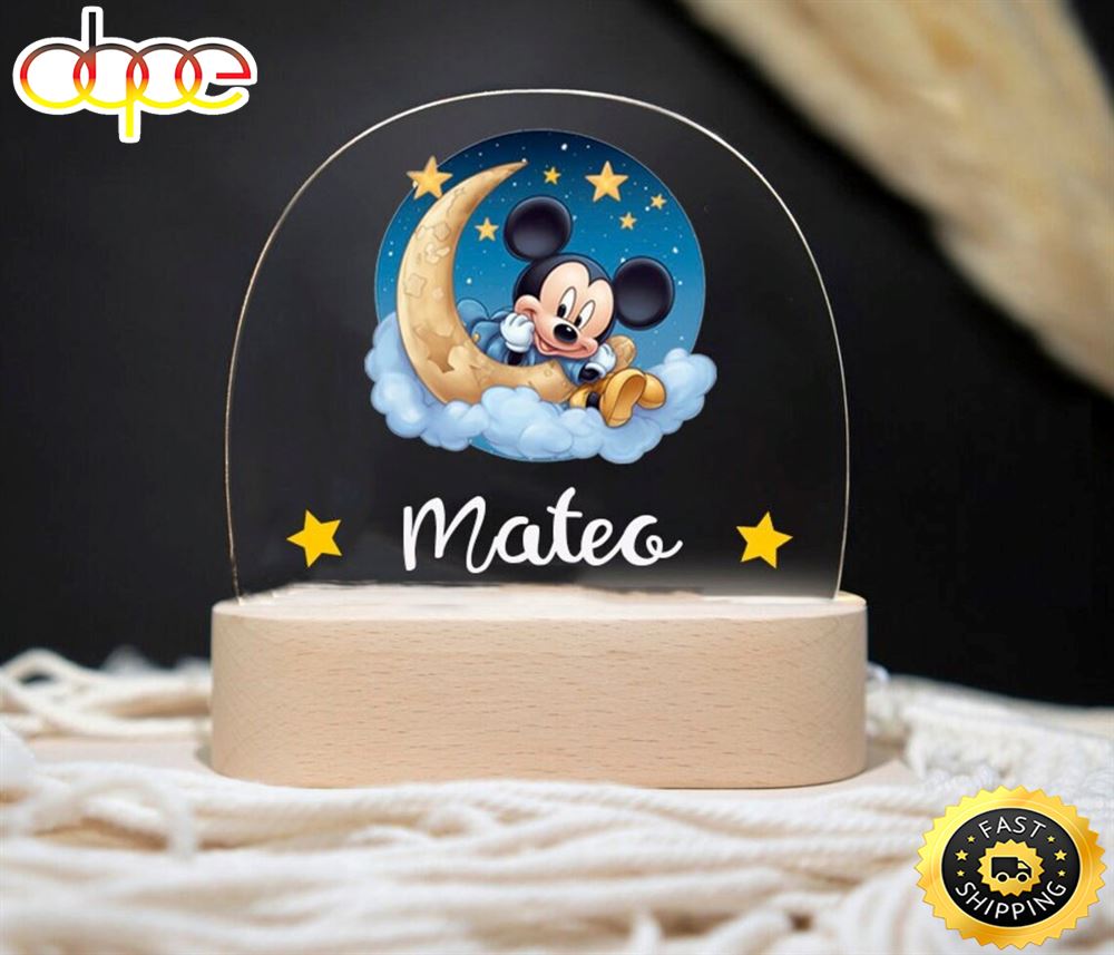 Personalized Night Light Mickey Mouse Lamp For Kids With Names