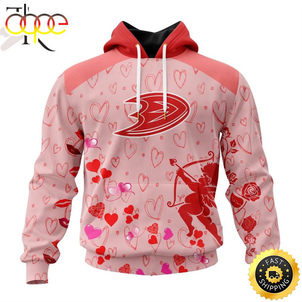 Personalized NHL Anaheim Ducks Special Design For Valentines Day Hoodie