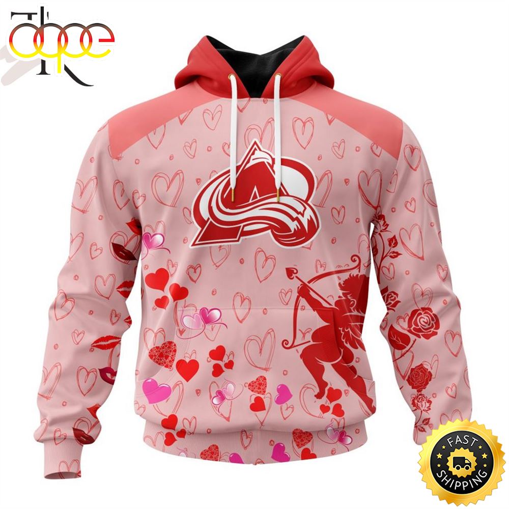 Personalized NHL Colorado Avalanche Special Design For Valentines Day Hoodie  –