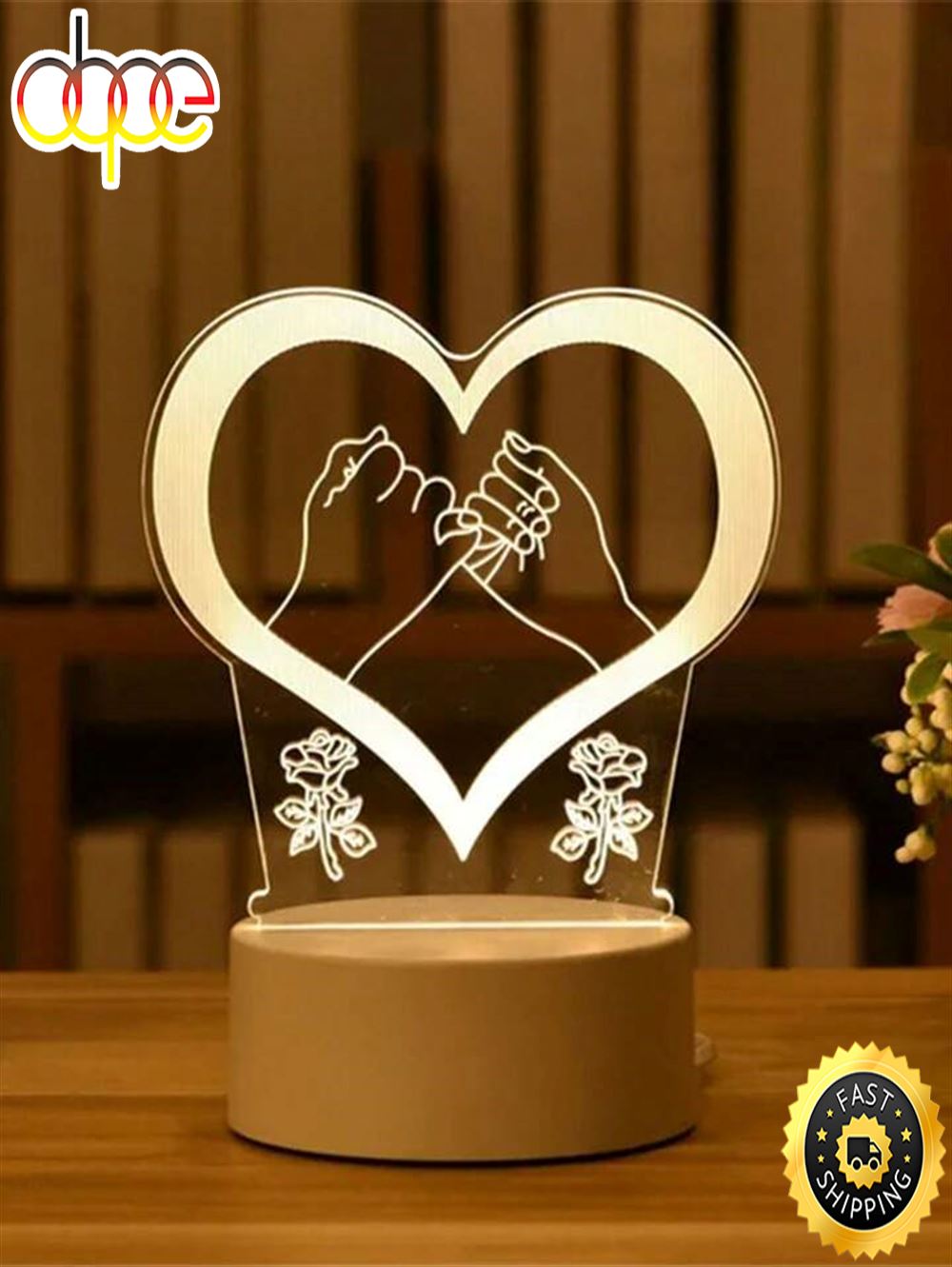Romantic Love 3d Acrylic Led Lamp For Home Childrens Night Light