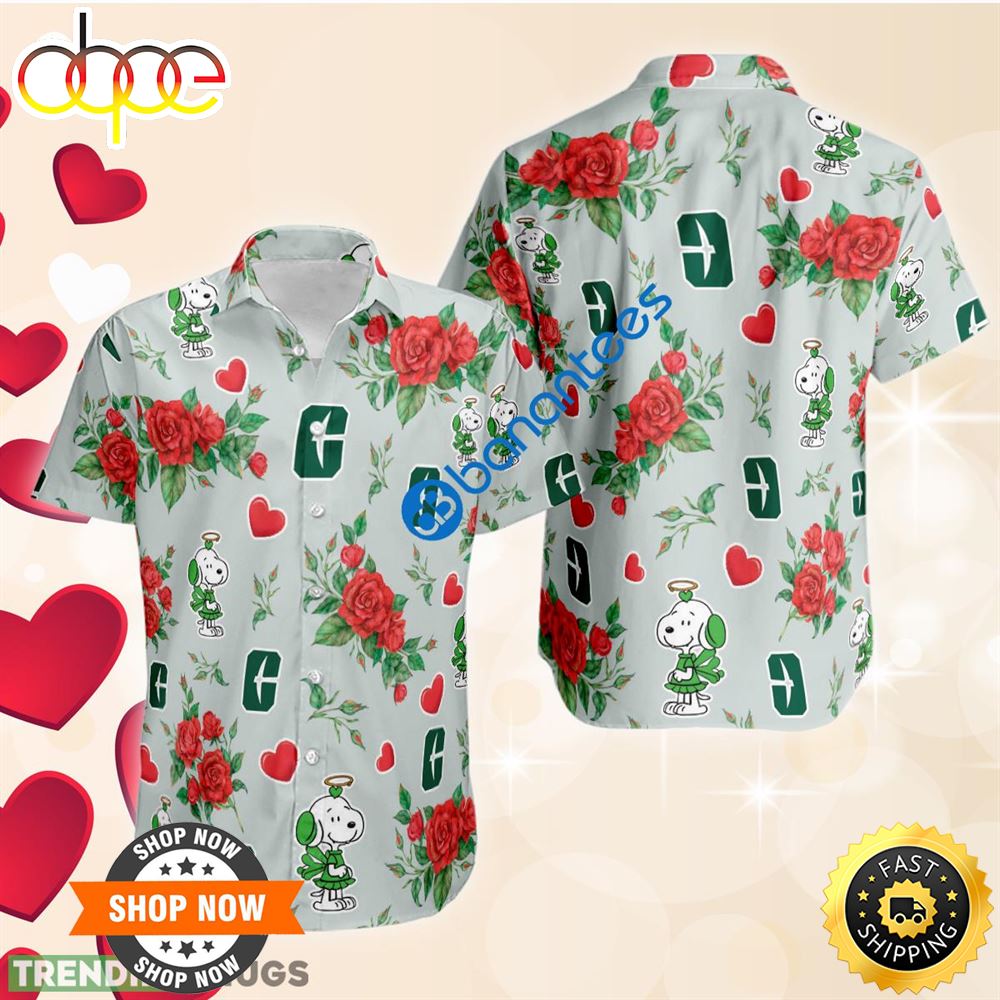 Rose Love Snoopy Cute Girl And Charlotte 49ers Hawaiian Shirt Valentines Day