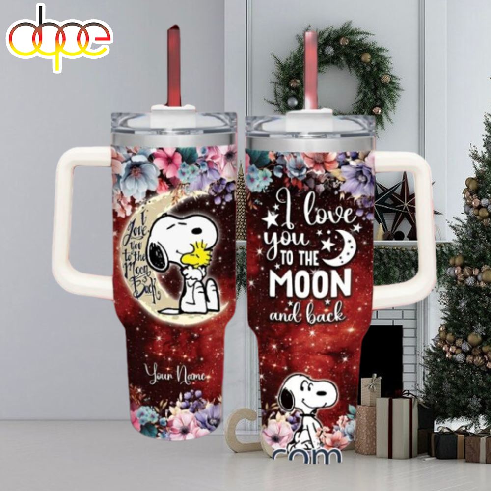 Snoopy Customized 40 Oz Tumbler I Love You To The Moon And Back