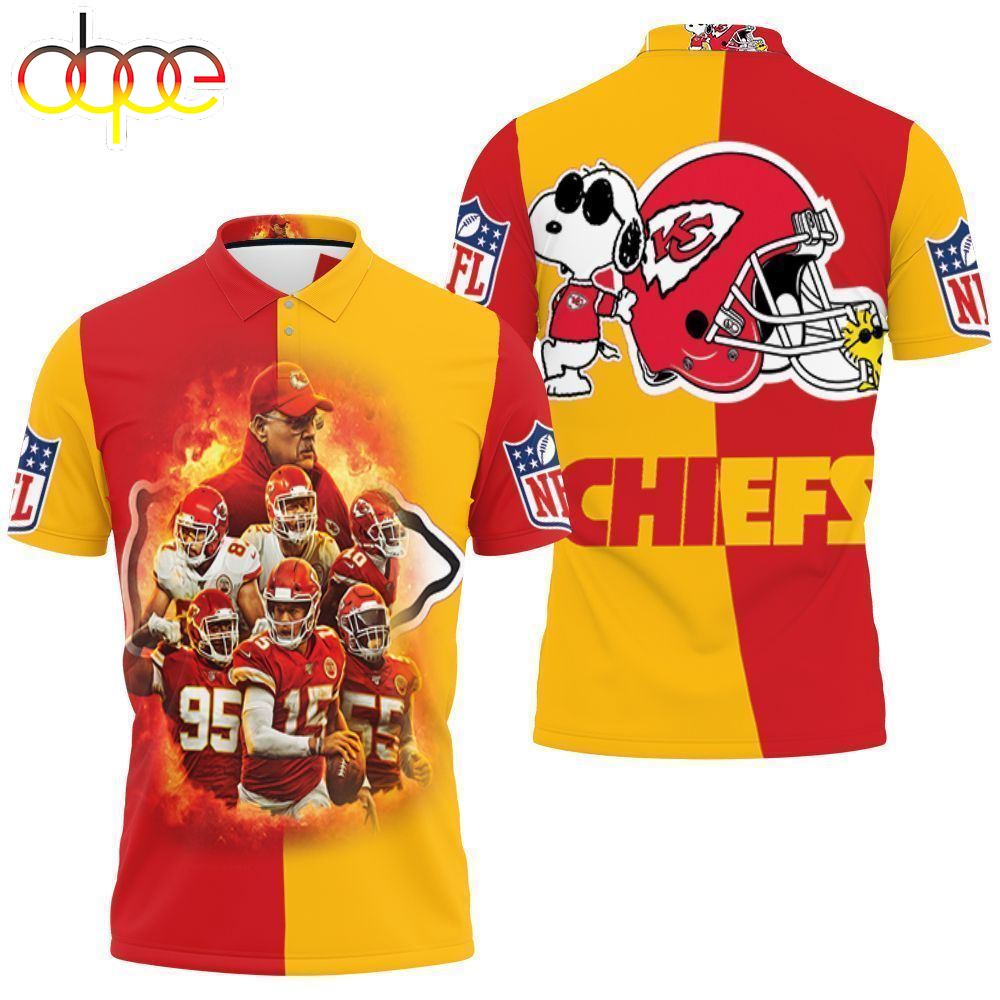 Snoopy Kansas City Chiefs Helmet Afc West Division Champions Super Bowl 3d Polo Shirt