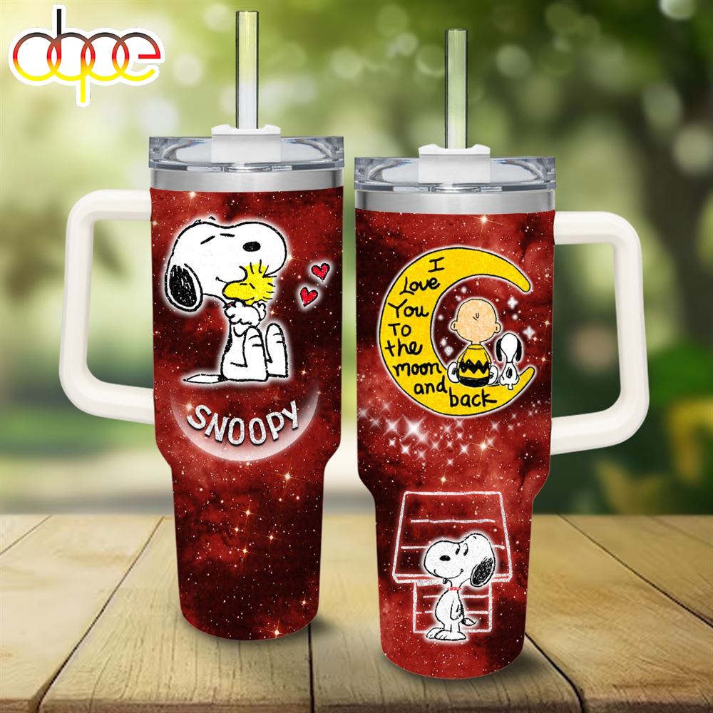 Snoopy Pattern 40oz Tumbler With Handle And Straw Lid
