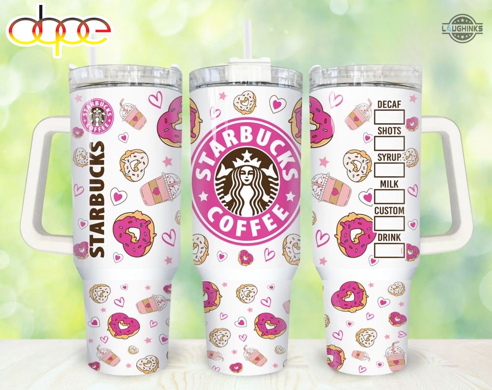 Stanley Starbucks Cup Dupe 40 Oz Valentines Coffee 40Oz Stainless Steel Tumbler Happy Valentines Day Gift For Couple Pink Doughnut Quencher Tumblers