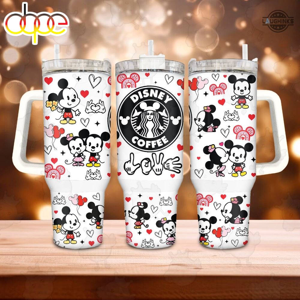Starbucks Valentine Cup X Disney Coffee Stainless Steel 40oz Stanley Tumbler Dupe Mickey And Minnie Mouse Love Valentines Day Gift For Her Him