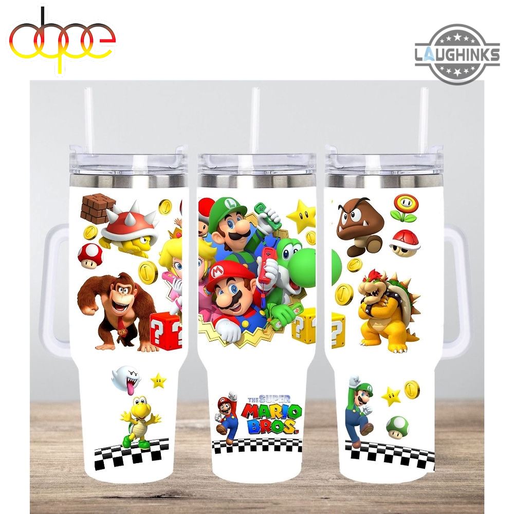 Super Mario Movie Cup 40Oz Mario And Friends 40 Oz Stainless Steel Tumbler With Handle Super Mario Bros Wonder Gift For Gamers Mario Kart Stanley Cups Dupe