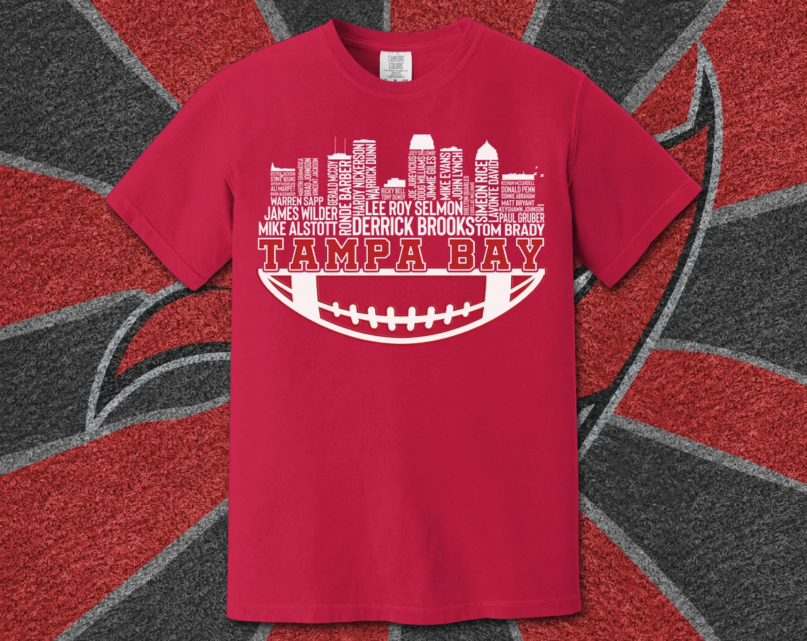 Tampa Bay Football Team All Time Legends Tampa Bay Skyline T Shirt
