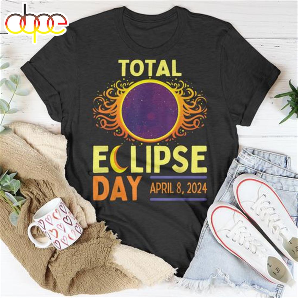 Total Solar Eclipse Day April 8 2024 Retro Sun Eclipse T Shirt