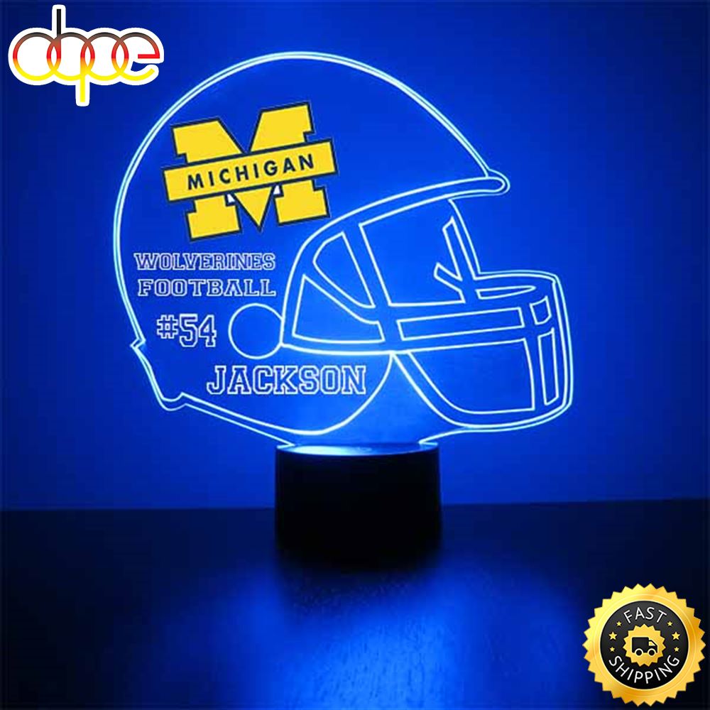 U Of Michigan Wolverines Football Helmet Led Light Up Sports Fan Lamp