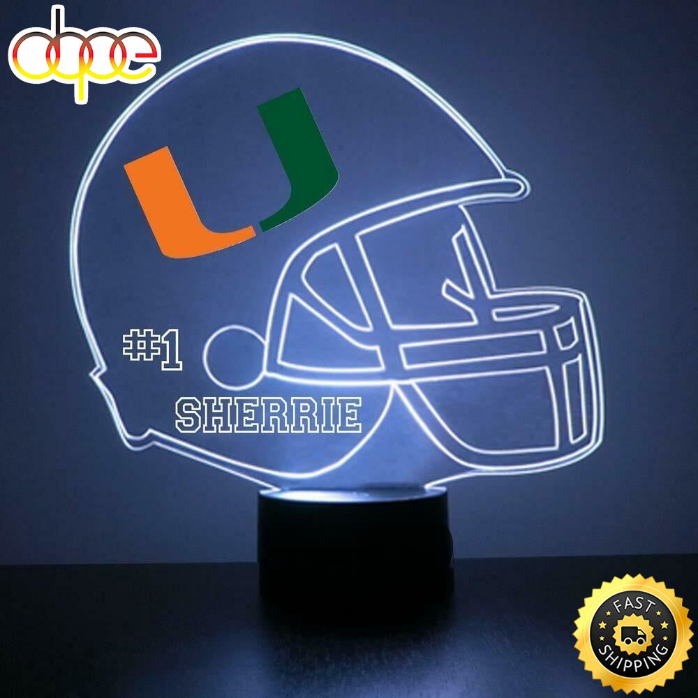 University Of Miami Hurricanes Helmet Led Sports Fan Lamp