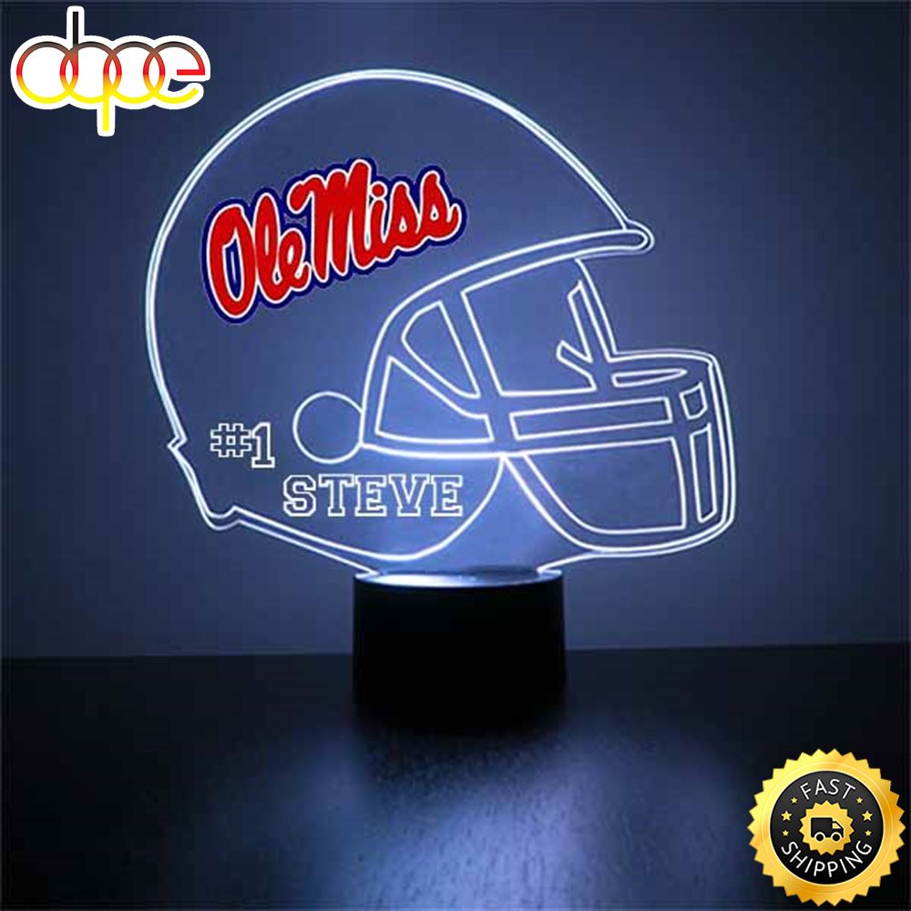 University Of Mississippi Ole Miss Football Helmet Led Sports Fan Lamp