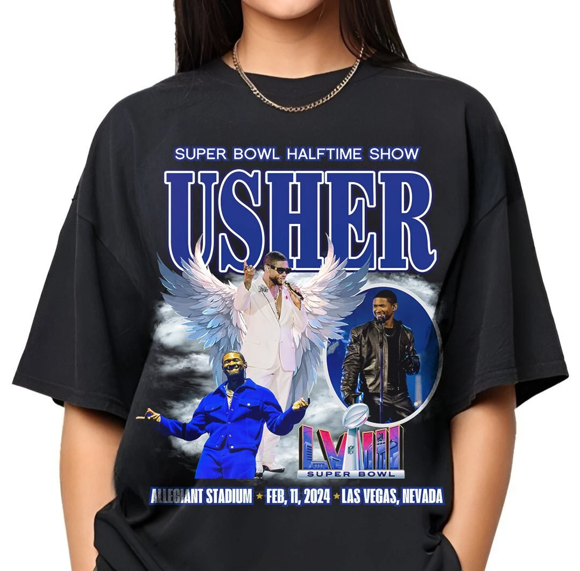Usher 2000s Artist Super Bowl 2024 Halftime Show Graphic Tee Usher Show Shirt 1