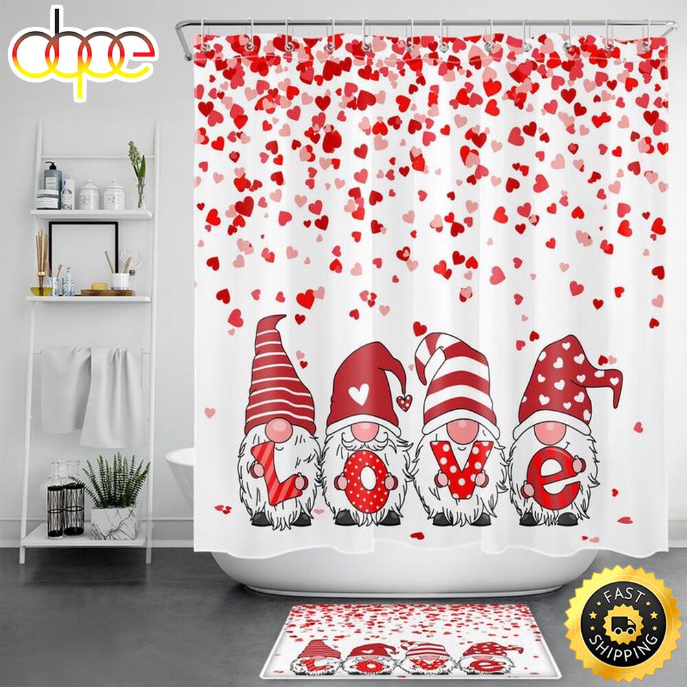 Valentine's Day Window Curtain Set Lovers Couples Romantic Red Love Heart Curtain Set