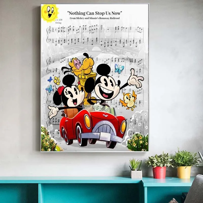 Valentine Day Disney Minnie Mickey Mouse Runaway Canvas