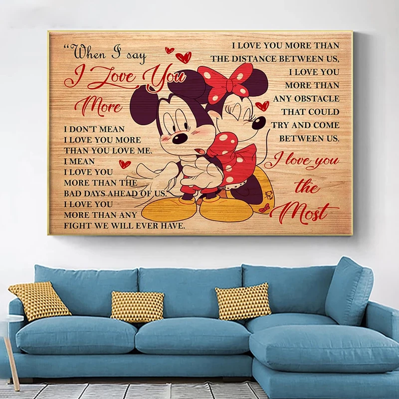 Valentine Day I Love You Mickey Mouse Canvas Poster