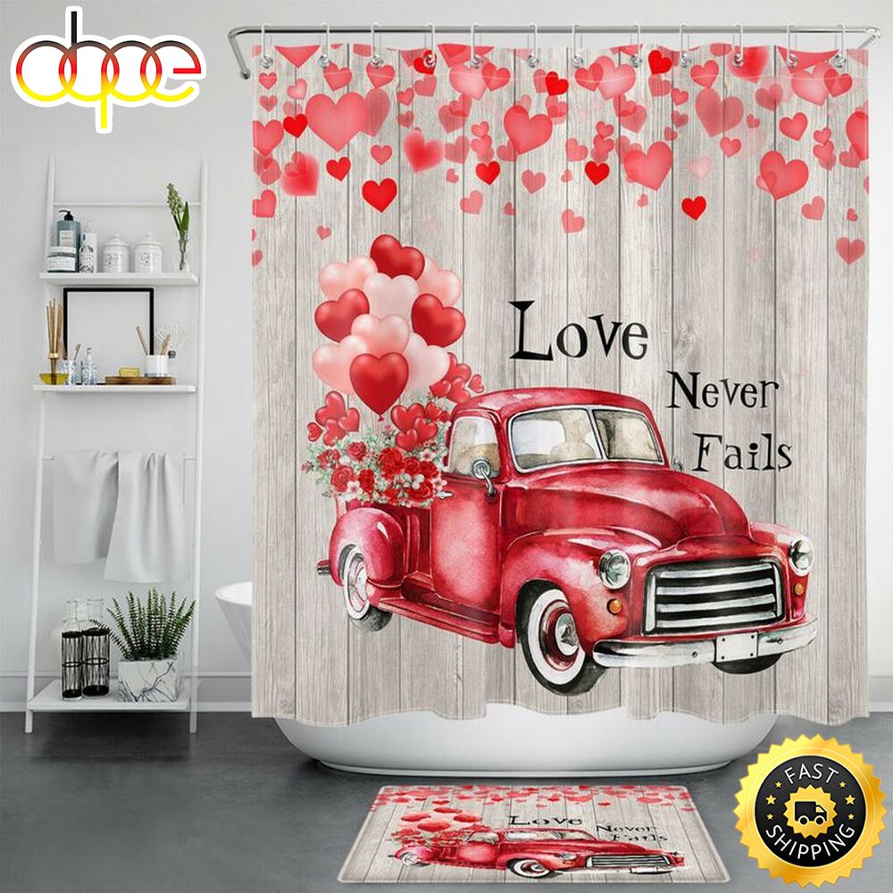Valentine Love Never Fails Shower Curtains Valentine Bathroom Decor Romantic Gift Idea