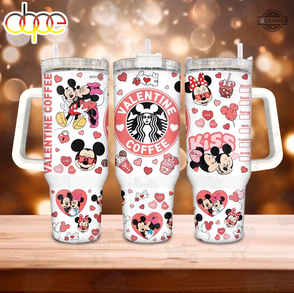 Valentine Mickey And Minnie Starbucks Tumbler 40oz Magic World Disneyland Stainless Steel Cup Valentines Day Gift For Coffee Lovers Couple