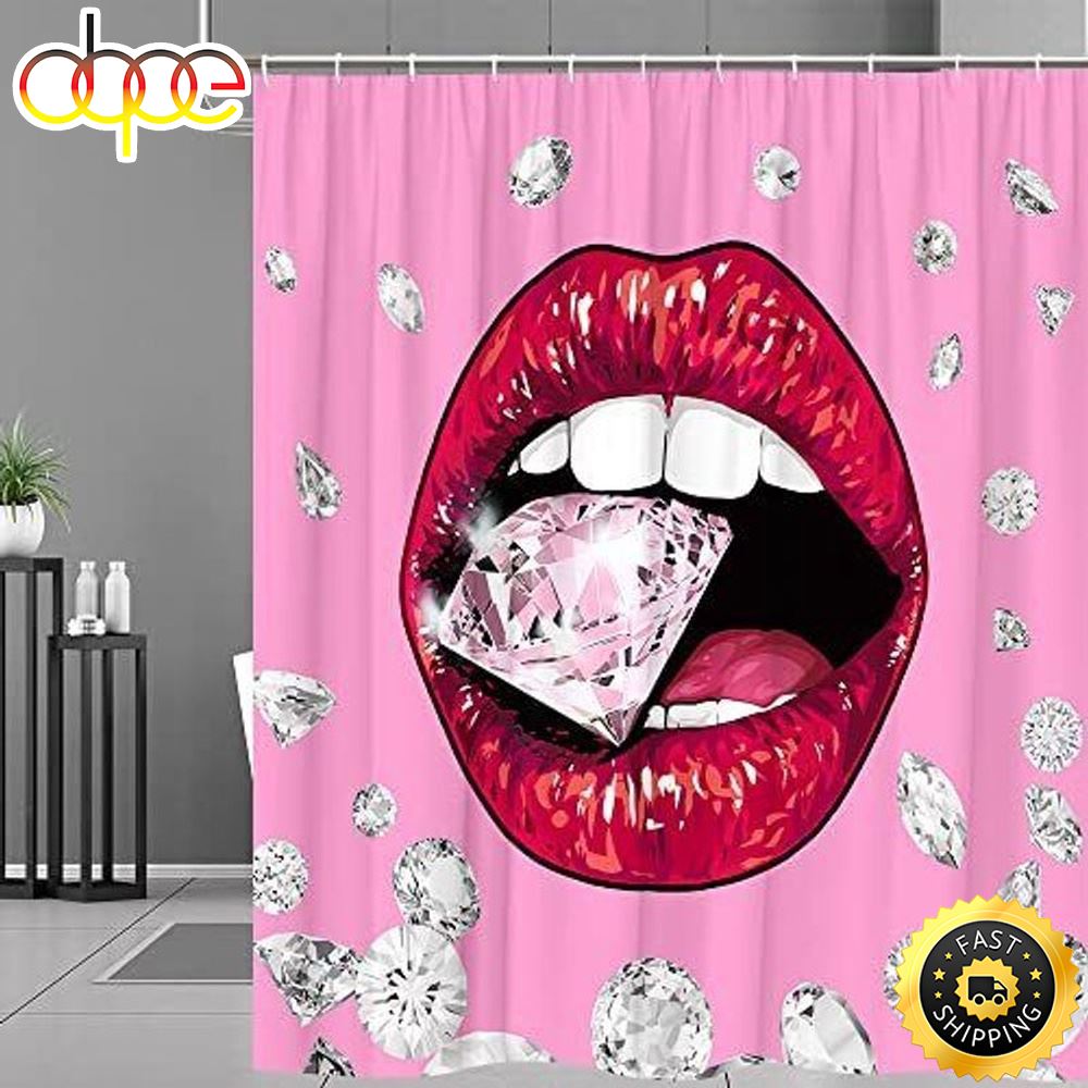 Valentine Shower Curtains Lips Bathroom Set Valentine Decor Romancecore Bathroom Home Decoration