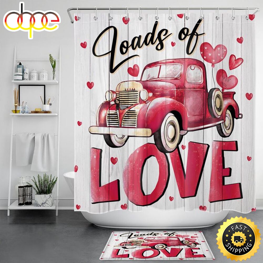 Valentines Day Shower Curtains Loads Of Love Bathroom Curtains Bathroom Decoration Gift For Couples