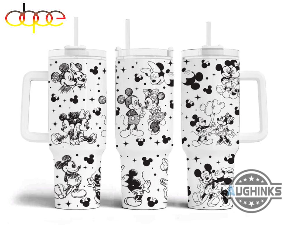 Valentines Day Stanley Cups X Disney Stanley 40 Oz Dupe Tumbler 40oz Mickey And Minnie Mouse Quencher Tumblers Valentines Day Gift For Disneyland Cartoon Lovers