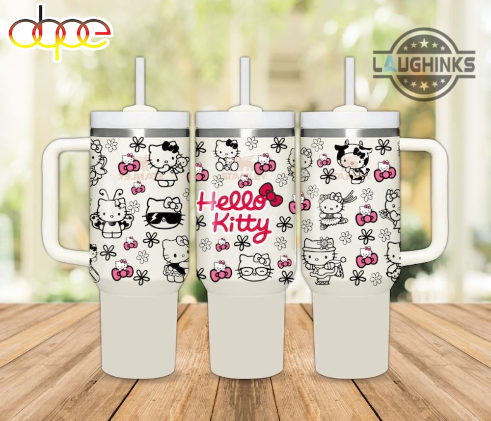 Valentines Day Stanley Tumbler 40 Oz X Hello Kitty Pink Stainless Steel Cup 40Oz Variety Of Kitties Tumbler Sanrio Valentines Day Gift For Couples