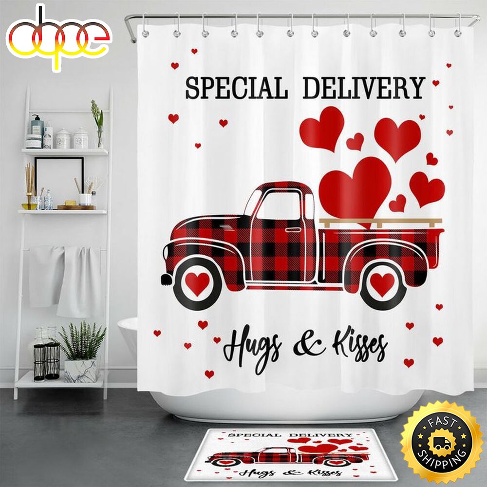 Valentines Special Delivery Shower Curtains Happy Valentines Day Girlfriend Bathroom Decor