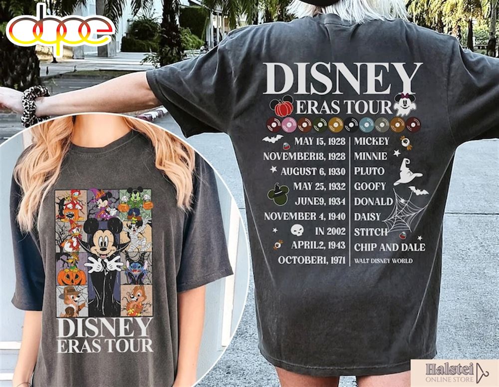 Vintage Disney Eras Tour 2 Sides Shirt Mickey And Friends Halloween Shirt