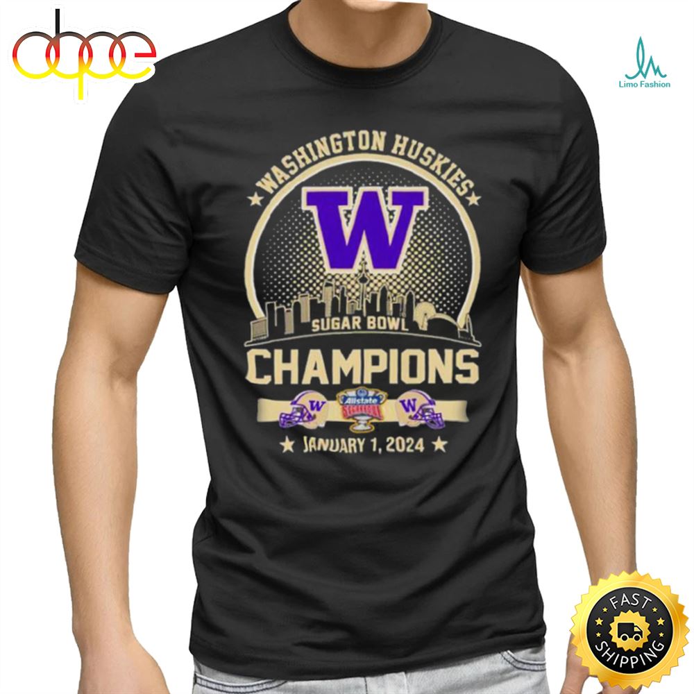 Washington Huskies Champions 2024 Sugar Bowl City Skyline Shirt Tshirt