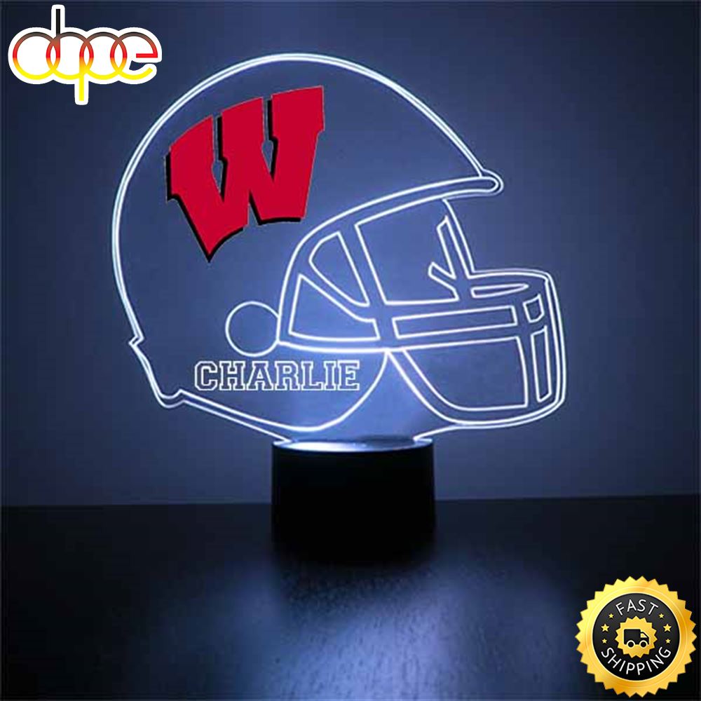 Wisconsin Badgers Helmet Led Light Sports Fan Lamp